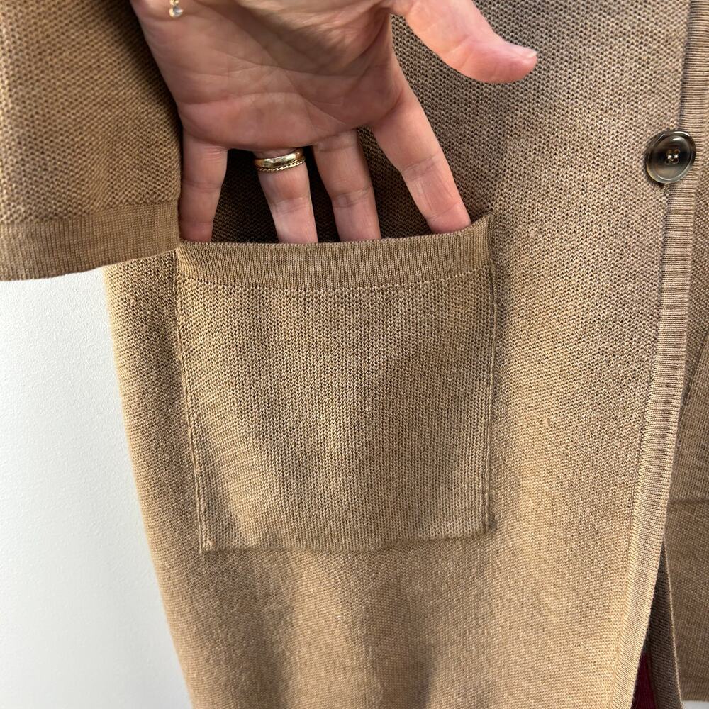 Rosso35 Merino Wool Sweater Jacket Coat Camal Tan Button Front 42 US 6 Italy - Picture 5 of 10